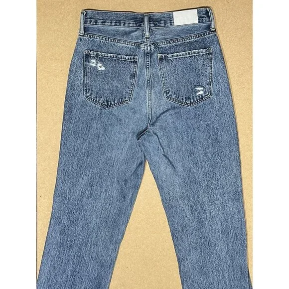 Pistola Anthropologie Women 26 jeans Cassie High Rise Straight Blue Distressed - Picture 14 of 14